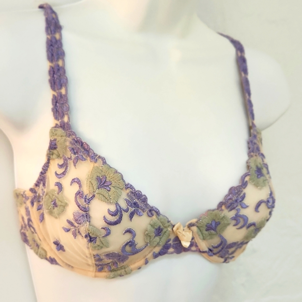 Felina Lavender & Cream Embroidered Underwire Bra